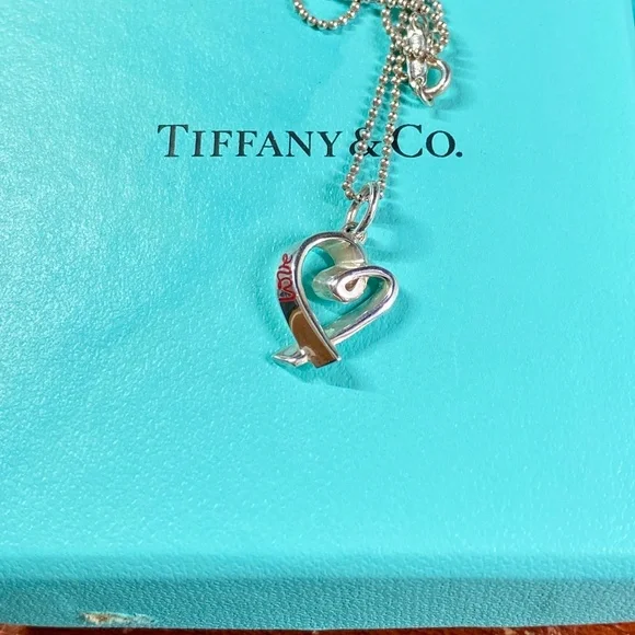 Tiffany & Co. Paloma Picasso Red Enamel Love Heart Necklace Sterling Silver 16” - Picture 7 of 8
